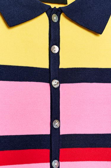 POLO EN MAILLE À RAYURES - Multicolore de Zara - Image 8