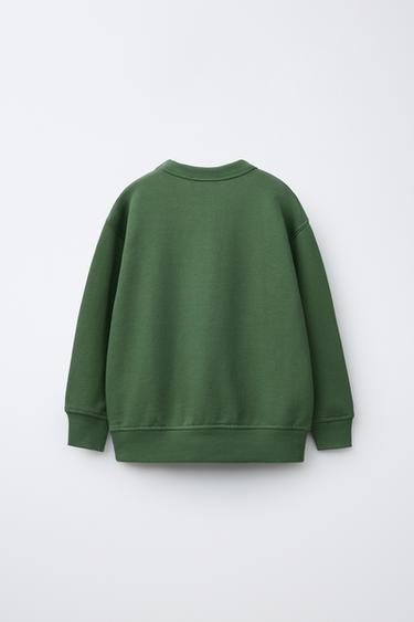 SWEATSHIRT WITH RAISED SLOGAN - Green by Zara - Image 1
