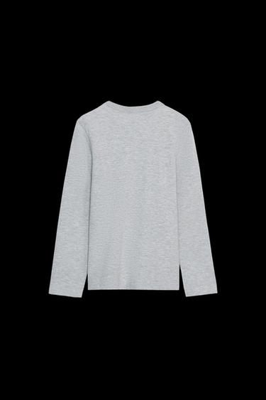 Zara INTERLOCK LONG SLEEVE T-SHIRT - Gray marl