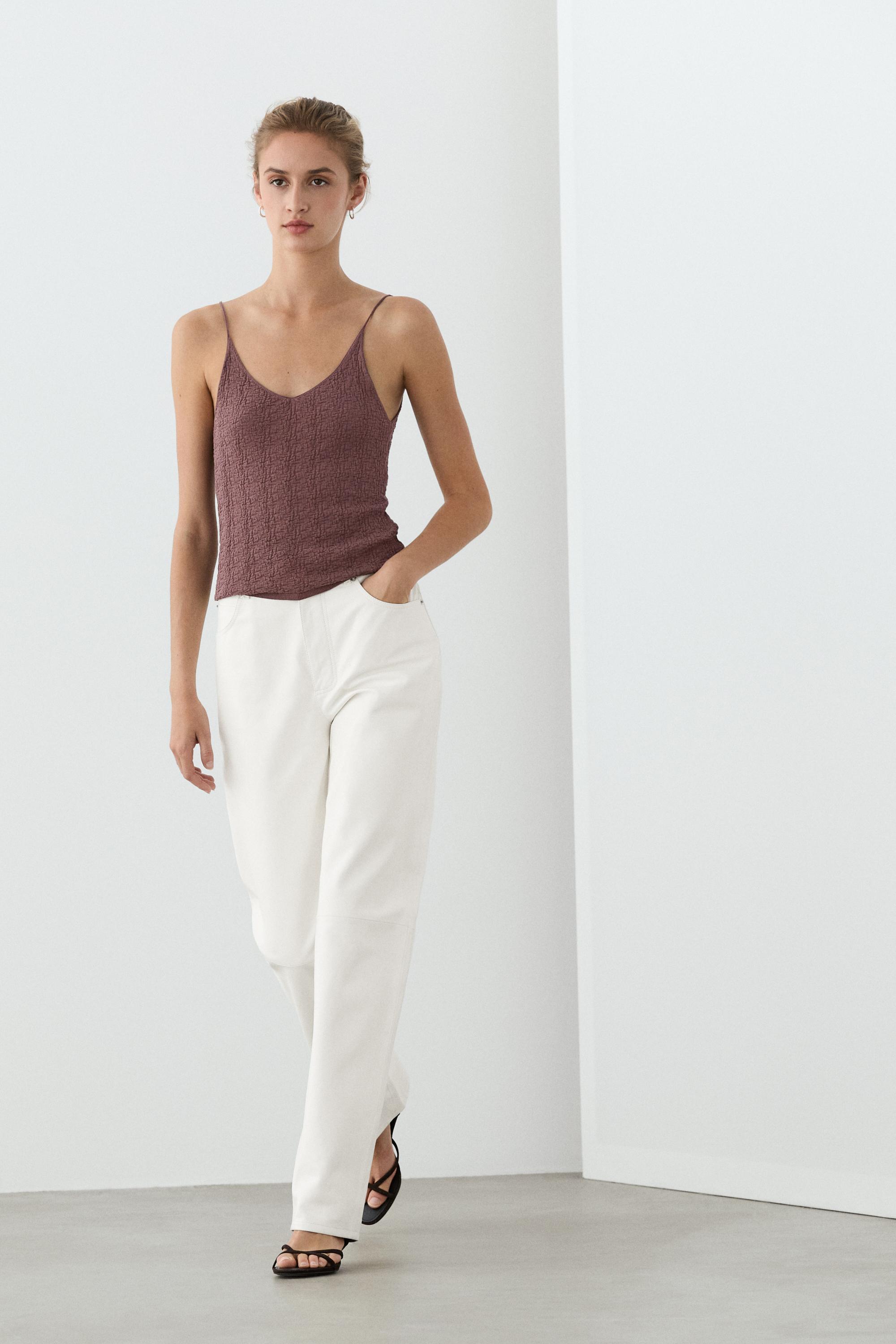 Top à bretelles texturé 100 % coton