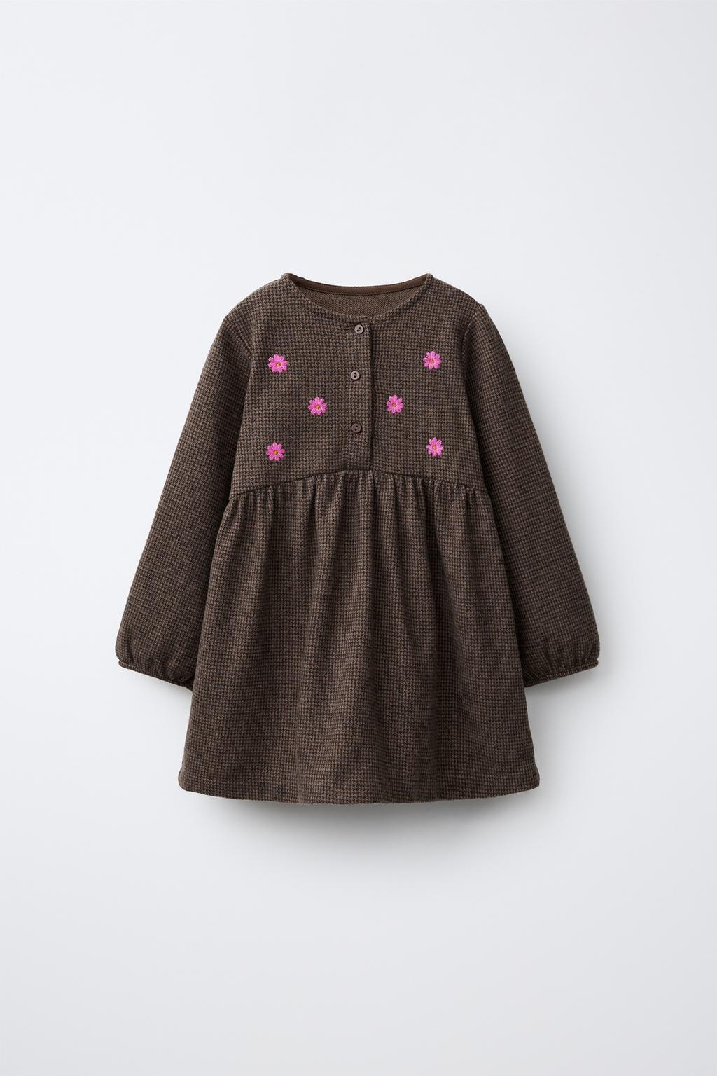 TEXTURED EMBROIDERED DRESS