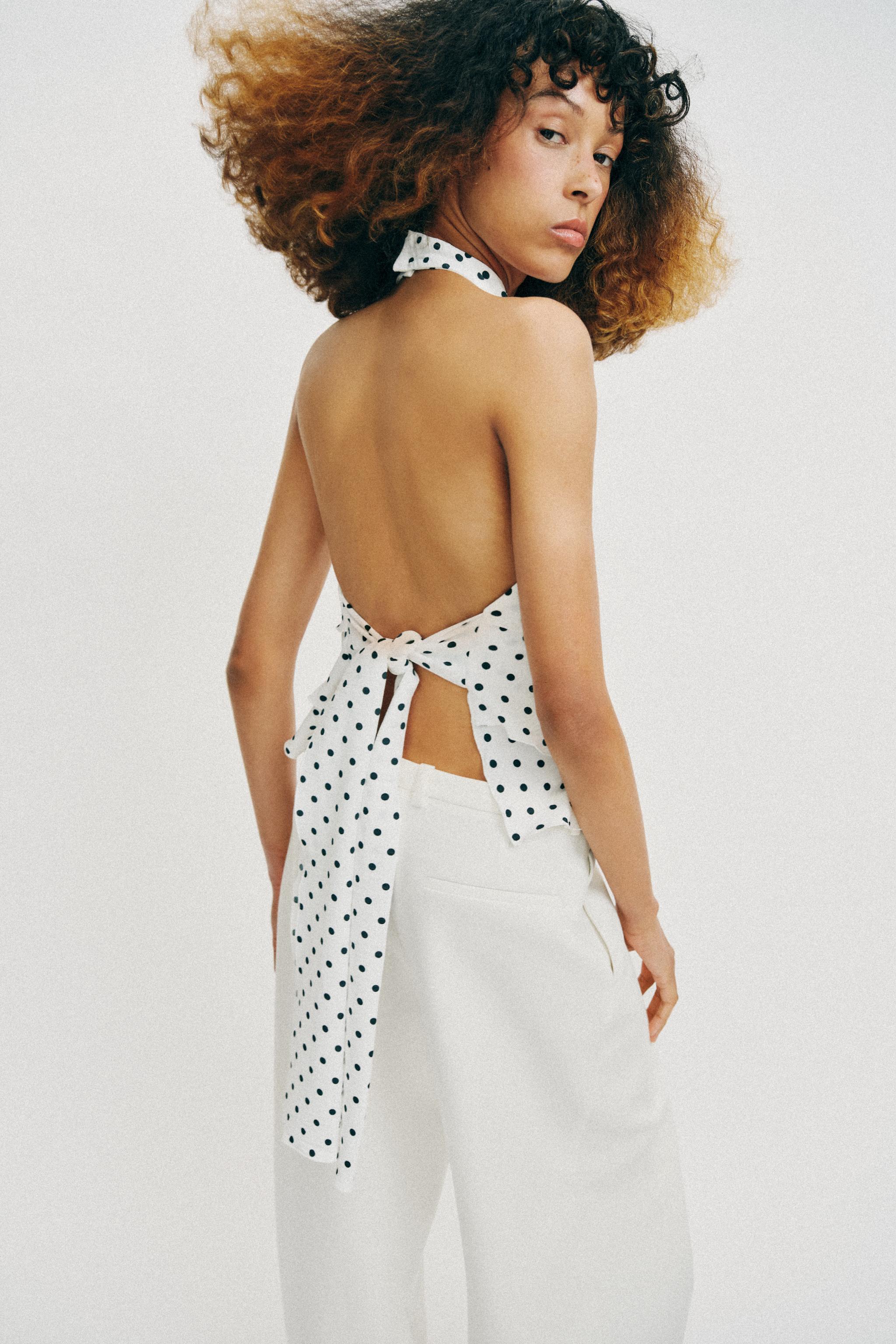 POLKA DOT HALTER TOP - Black / White | ZARA United States