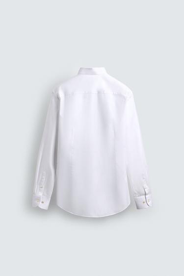 TUXEDO-STYLE COLLAR SHIRT - White by Zara - Image 6