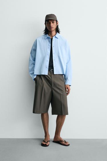 CHEMISE COUPE BOXY DÉLAVÉE - Bleu clair de Zara