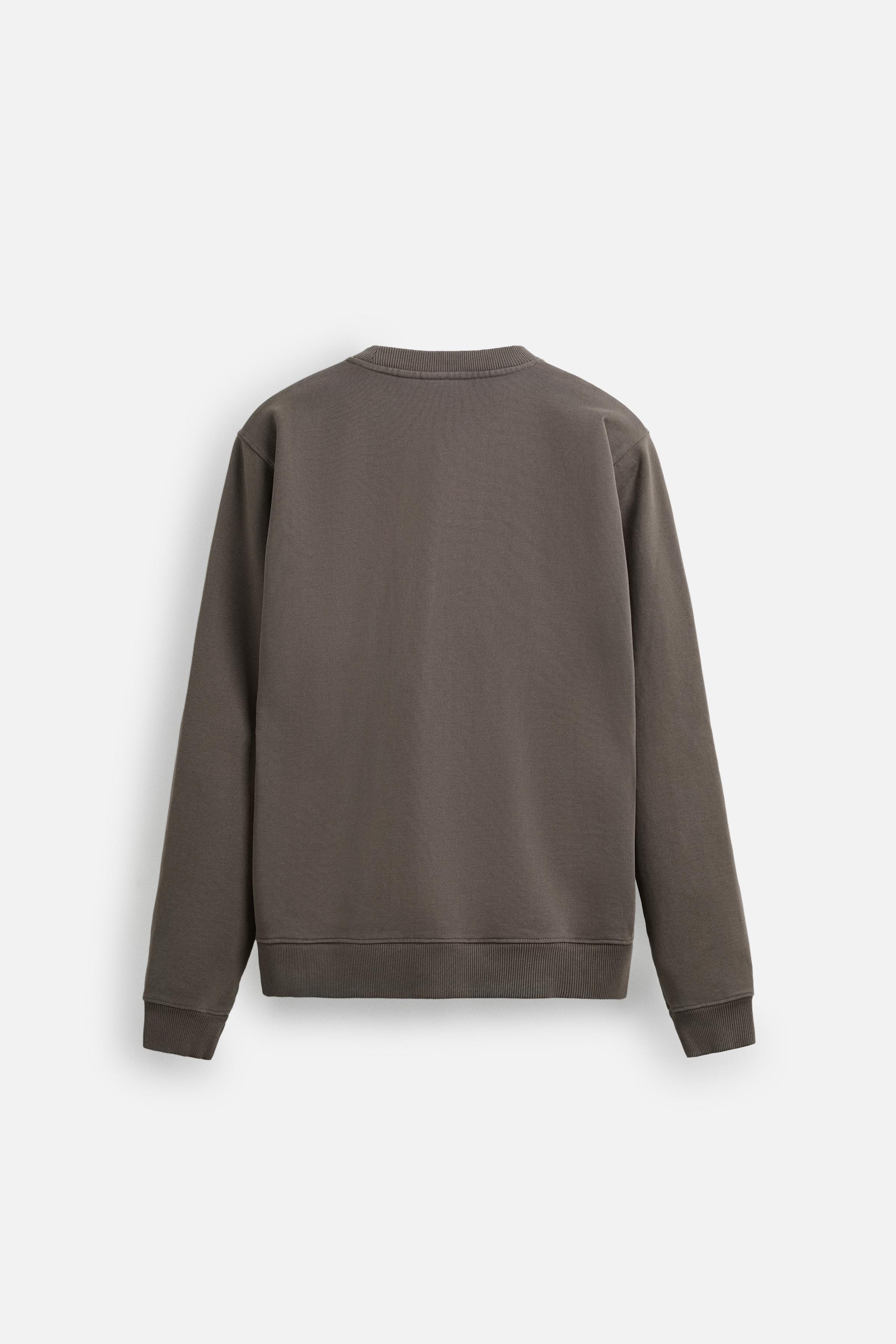クルーネック ポケットスウェットシャツ - アースカラー | ZARA
