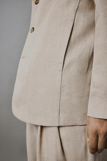 BLAZER RELAXED FIT COSTUME COTON-LIN - Sable de Zara - Image 5