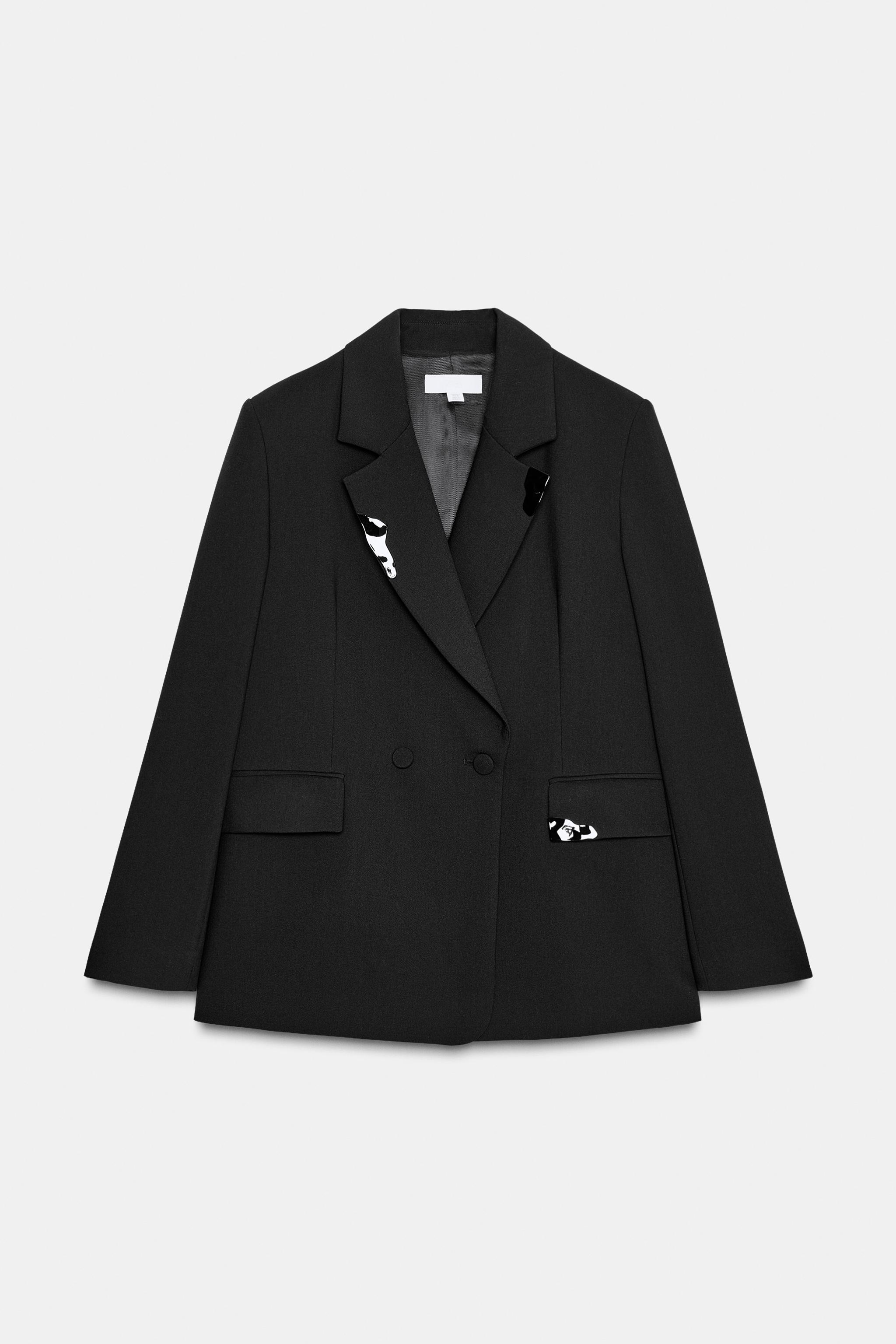 OVERSIZED DOUBLE BREASTED BLAZER WITH LAPEL APPLIQUÉS