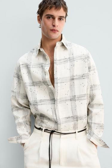 LIMITED EDITION TEXTURED CHECK OVERSHIRT - Black / White by Zara