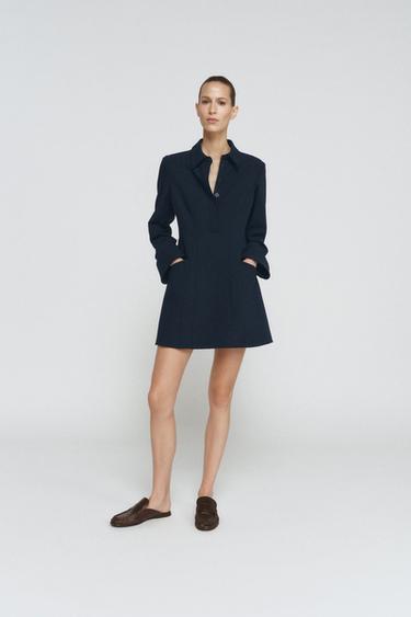 ZW COLLECTION SHORT SHIRT DRESS - Navy blue by Zara - Image 2