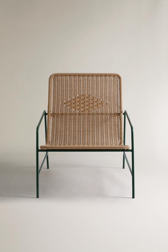 GEFLOCHTENER OUTDOOR-STUHL MIT GEOMETRISCHEM DETAIL - Braun / Grün von Zara - Bild 0