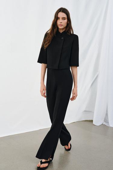 FLARE TROUSERS WITH VENTS ZW COLLECTION - Black by Zara