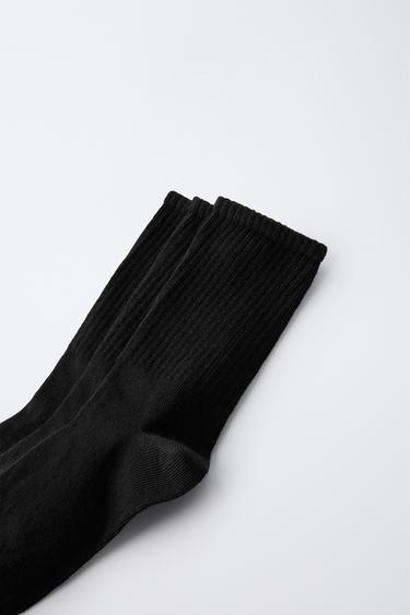 THREE-PACK OF LONG SPORTS SOCKS - Black by Zara - Image 1