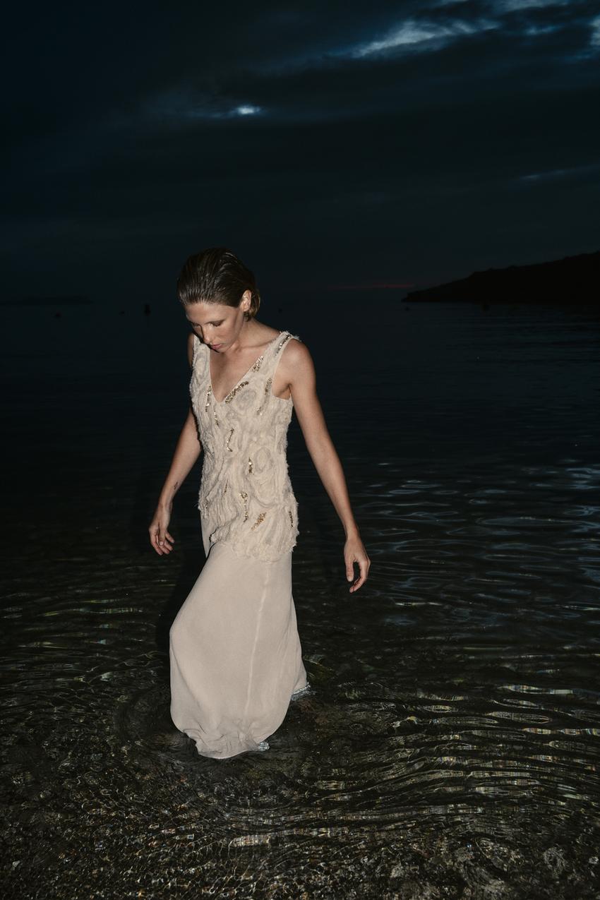 LONG BEADED TEXTURED DRESS