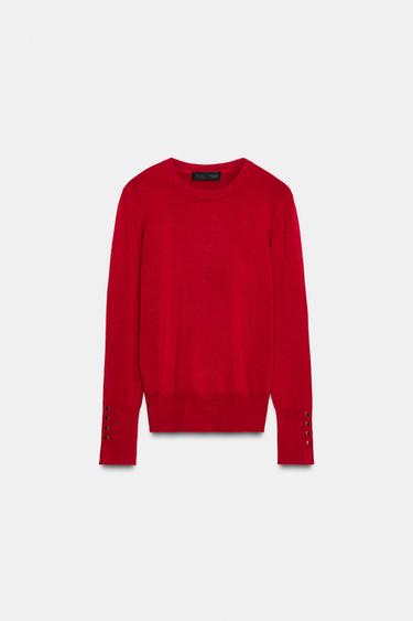 BASIC PLAIN KNIT JUMPER - Dark red by Zara