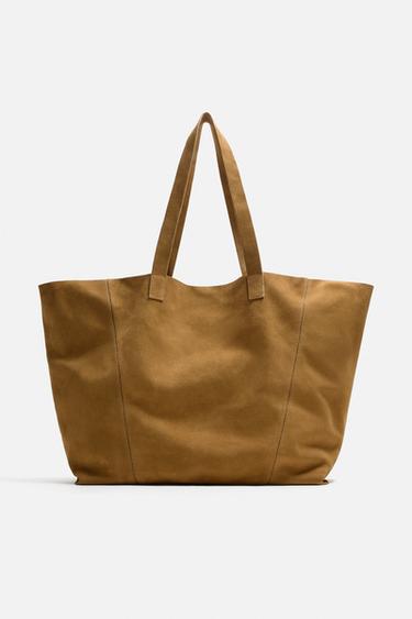 LEATHER TOTE BAG - Caramel Brown by Zara