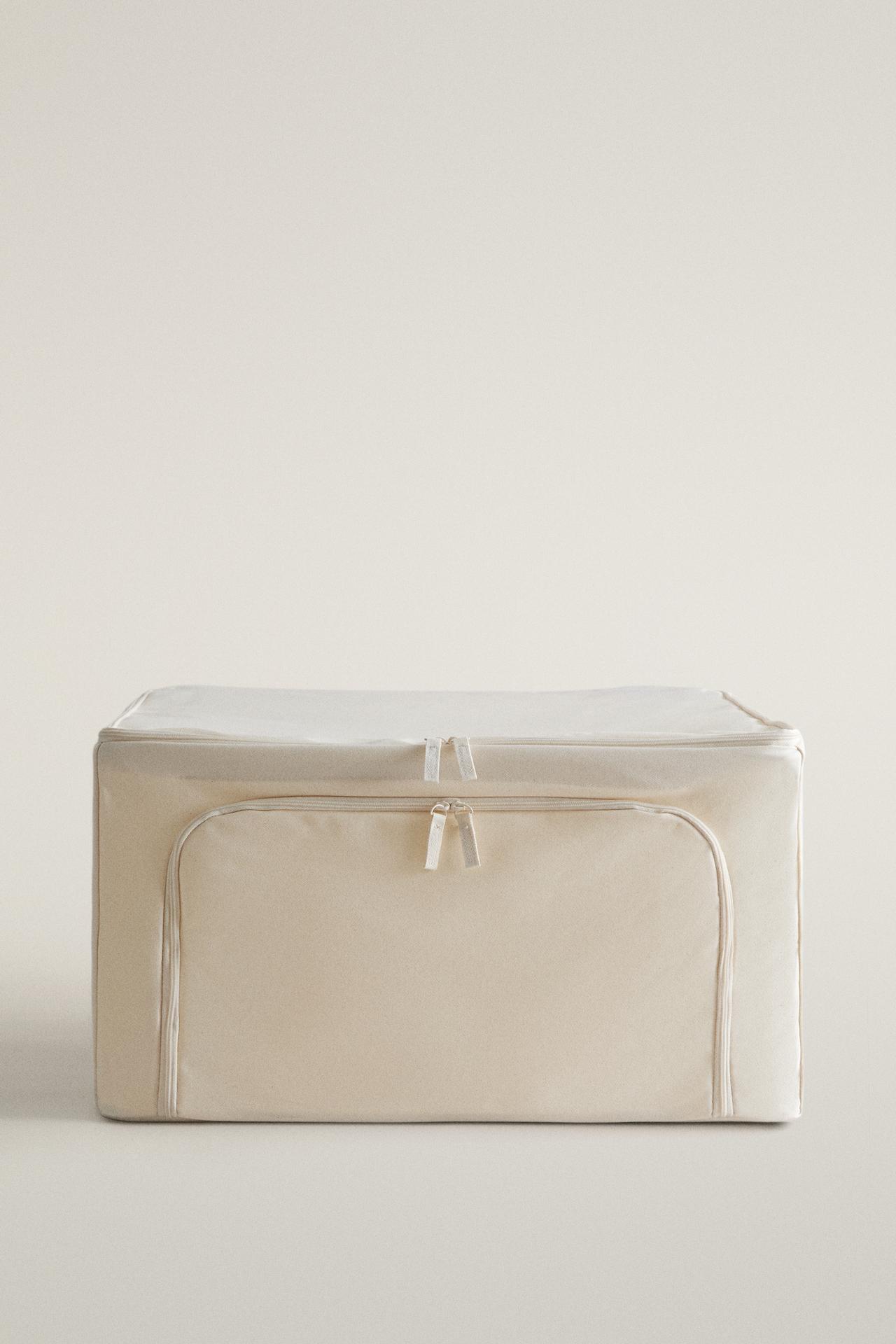 FRONT-OPENING TEXTILE ORGANIZER — Light beige