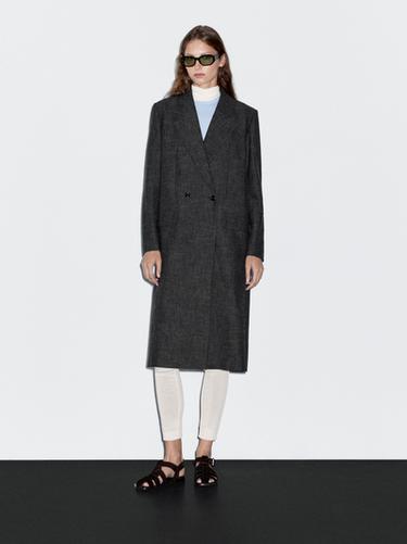 Zara Long herringbone coat - Cobalt - Image 0