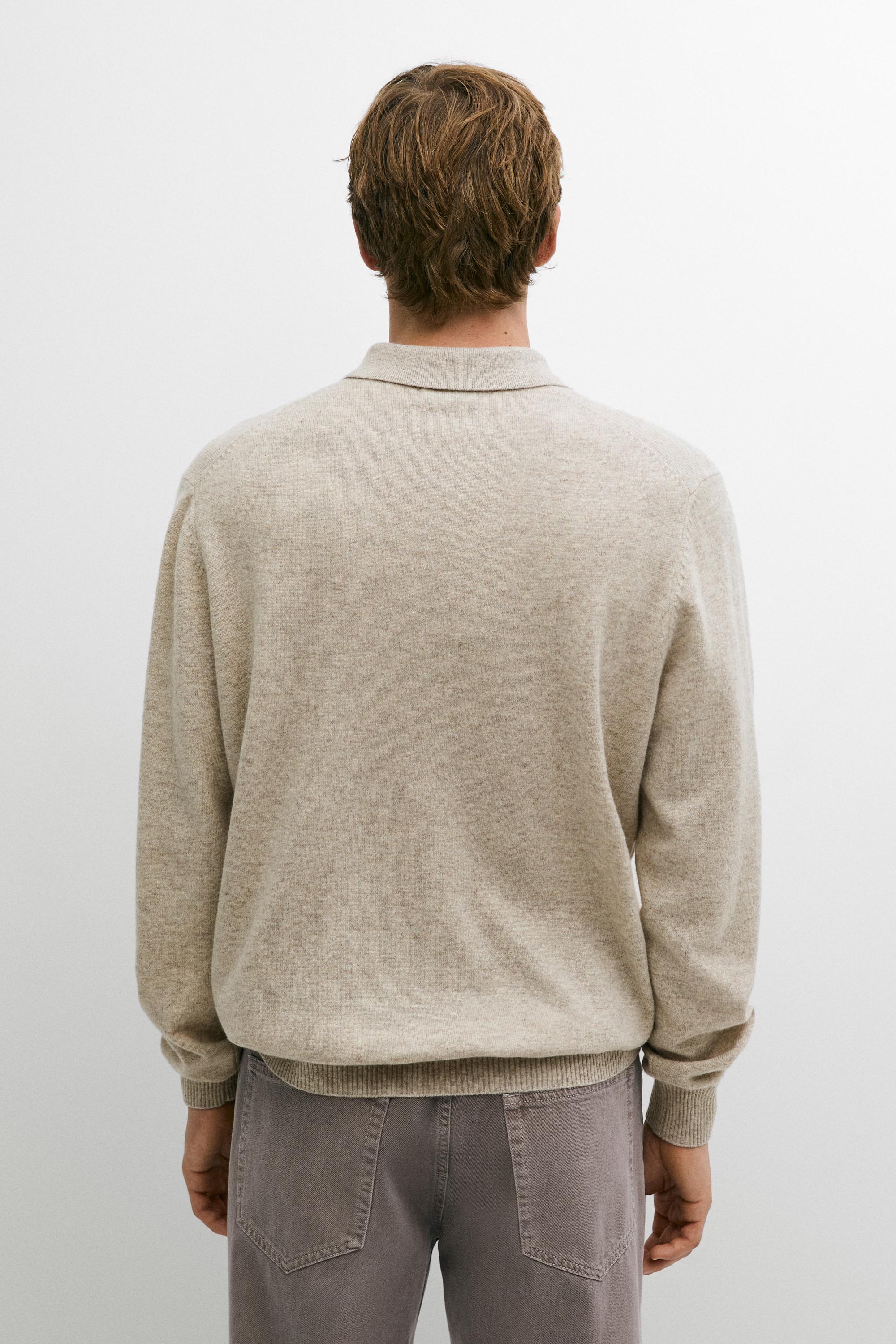 Wool cashmere blend polo sweater