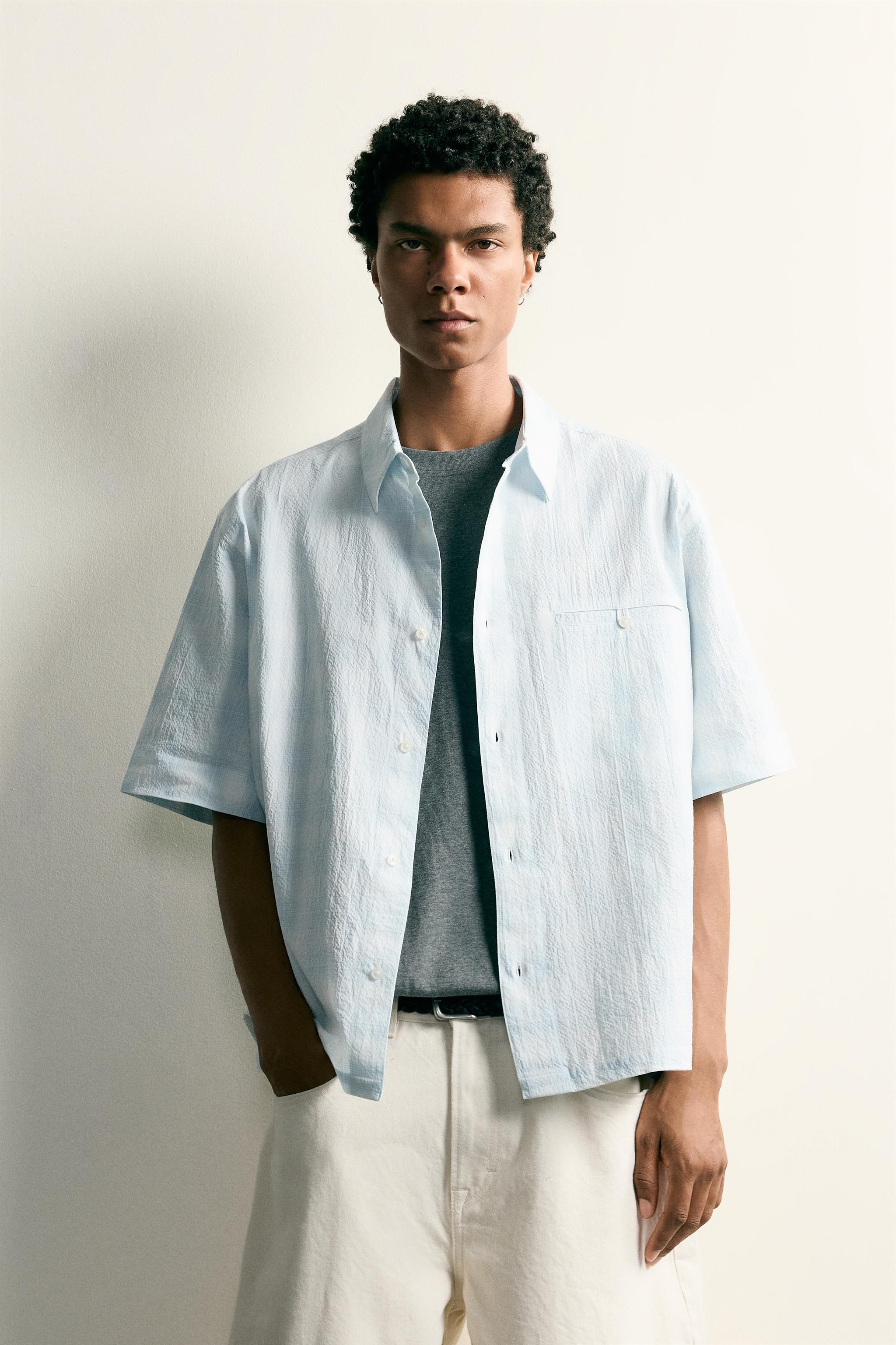 RELAXED FIT PLAID DENIM SHIRT