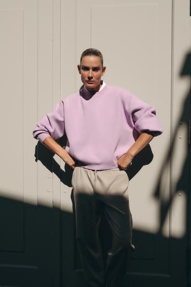 SUDADERA PUNTO RIB - Lila de Zara - Imagen 0