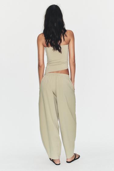 HAUT BANDEAU DRAPÉ TEXTURÉ - Vert clair de Zara - Image 3