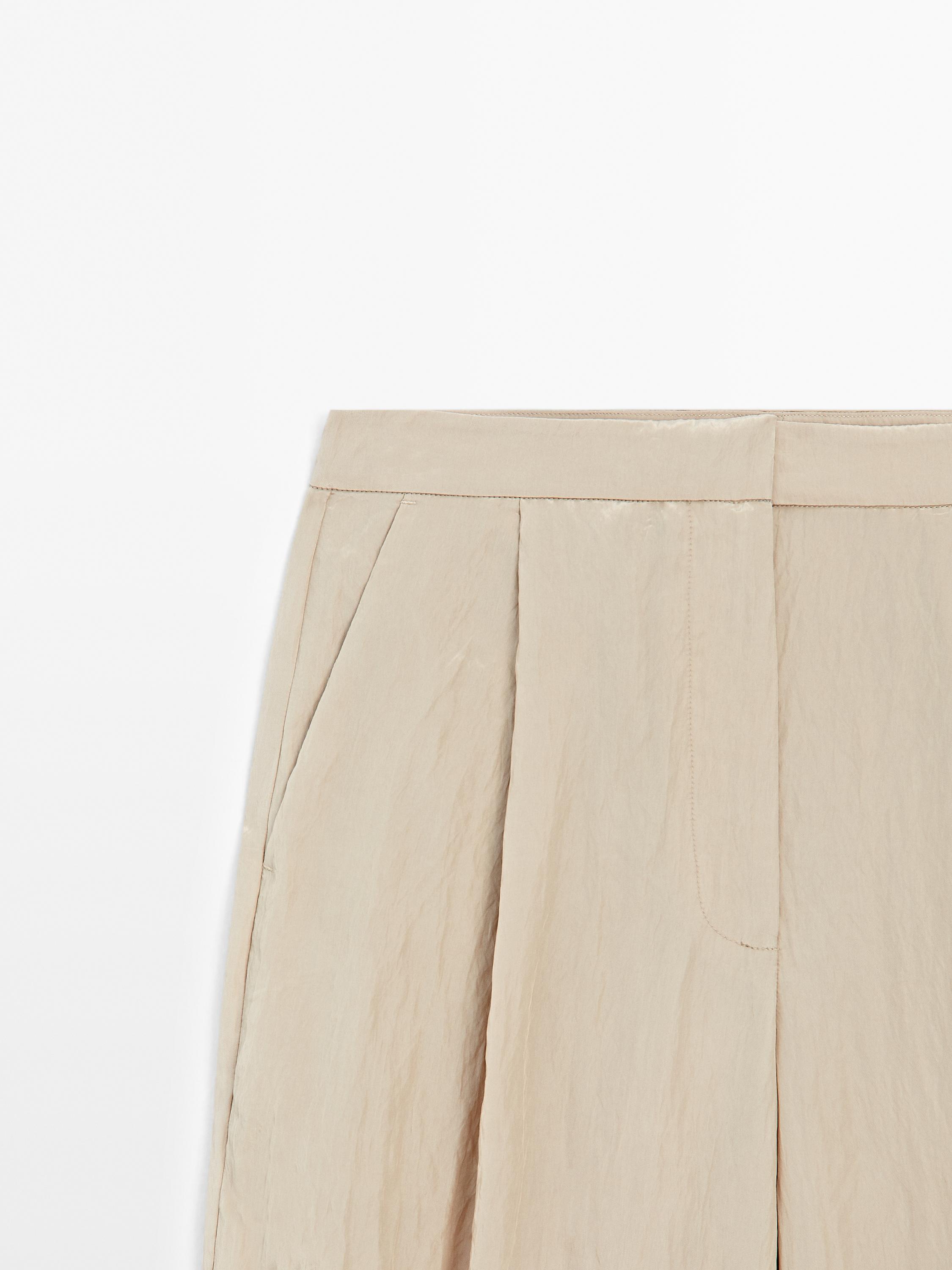 Textured satin trousers