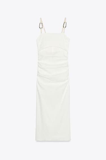 DRAPED CUT-OUT MIDI DRESS - White by Zara - Image 8