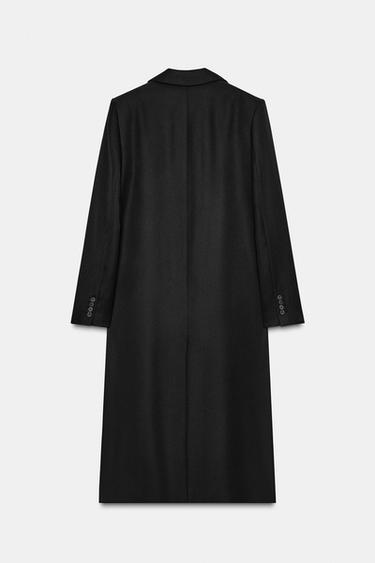 LONG COAT WITH SHOULDER PADS - Black by Zara