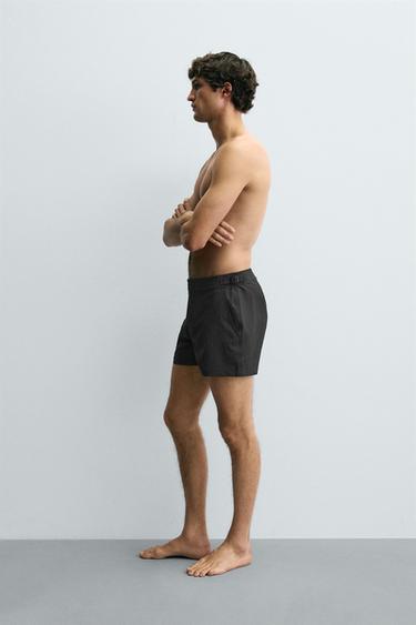 MID-STRUCTURE SWIMMING TRUNKS - Black by Zara - Image 4
