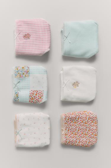 AGES 6-14/ SIX-PACK OF PATCHWORK AND FLORAL RIB BRIEFS - Multicoloured by Zara