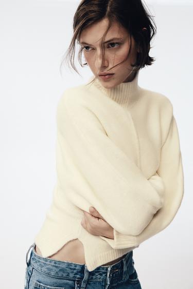 JERSEY PUNTO SOFT CUELLO SUBIDO - Blanco roto de Zara - Imagen 0