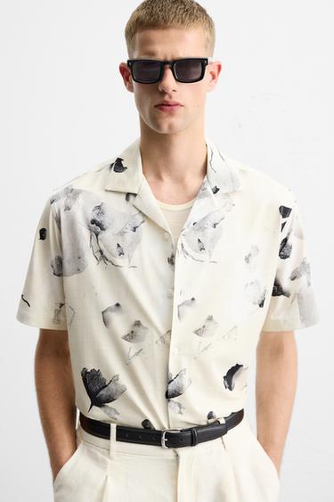 CHEMISE ÉLASTIQUE À IMPRIMÉ FLORAL - Beige de Zara - Image 4