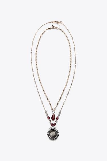PACK OF 2 BEADED FLOWER NECKLACES - Gold / Silver by Zara - Image 0