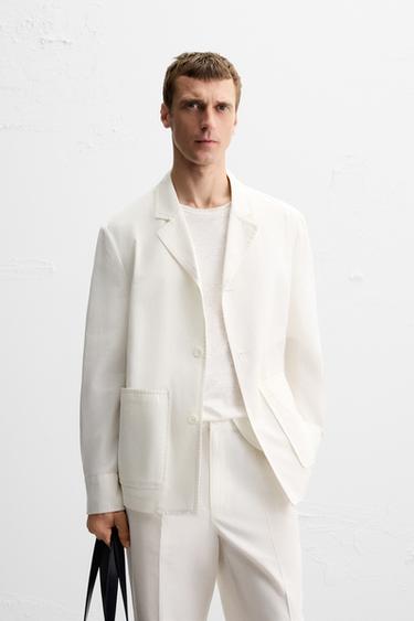 Zara RELAXED FIT BLAZER - White