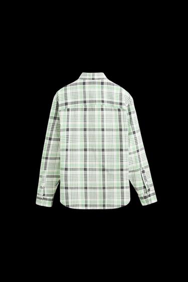 CHECK SHIRT WITH POCKET - Sea green by Zara