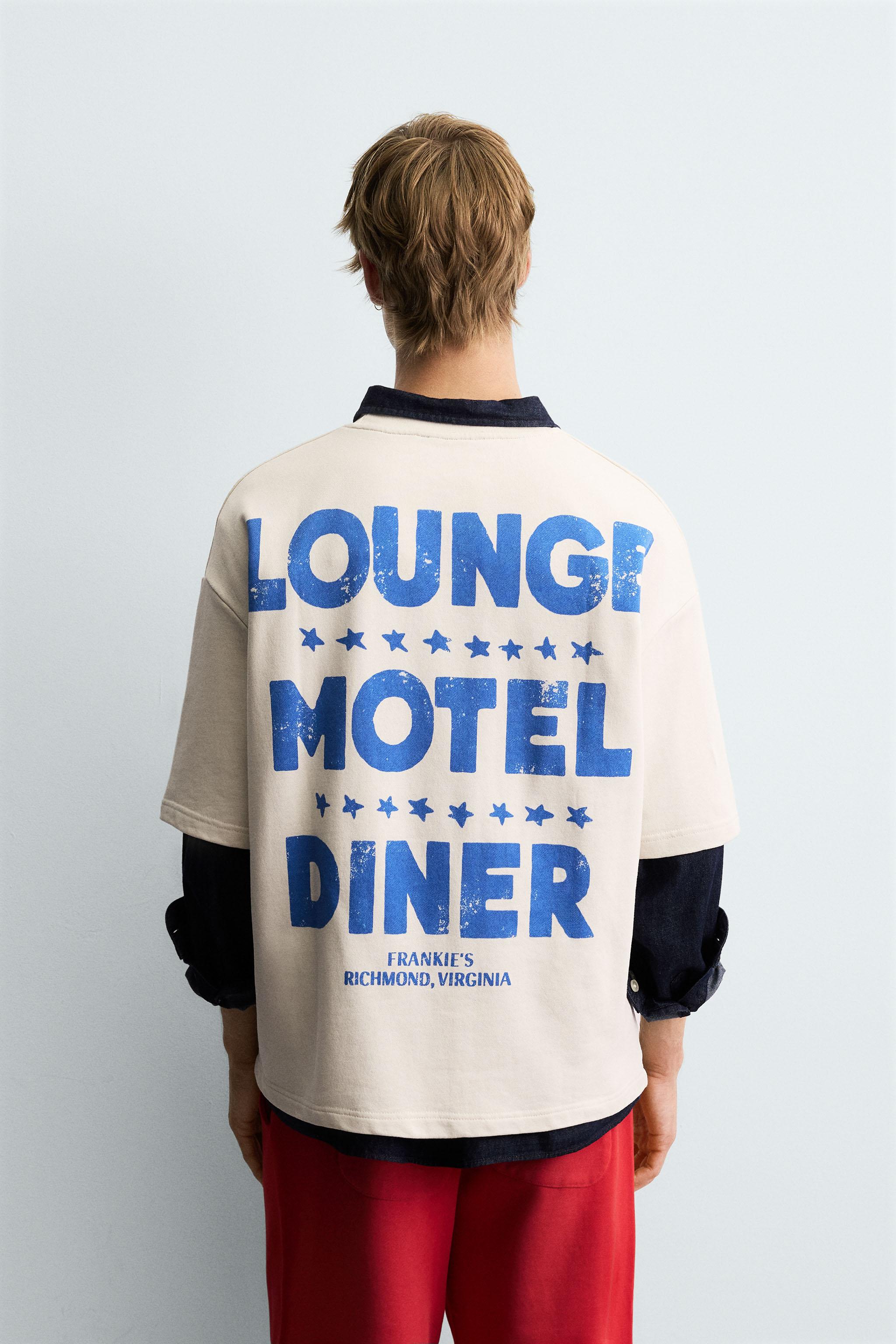 サワ WASHED SWEATSHIRT WITH GRAPHIC PRINTS - Mid-ecru | ZARA