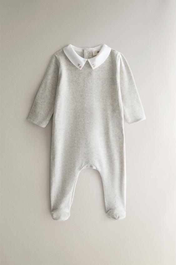 GRENOUILLÈRE BÉBÉ VELOURS - Gris chiné de Zara - Image 0