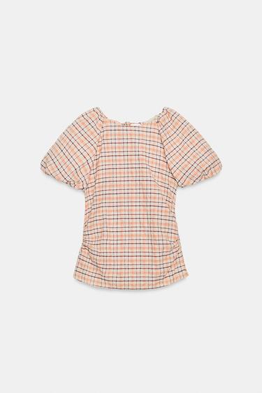 POPLIN BALLOON SLEEVE TOP - Oranges by Zara - Image 3