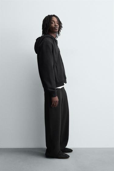 Zara WIDE FIT JOGGER PANTS - Black