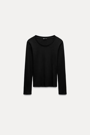 LONG SLEEVE T-SHIRT - Black by Zara