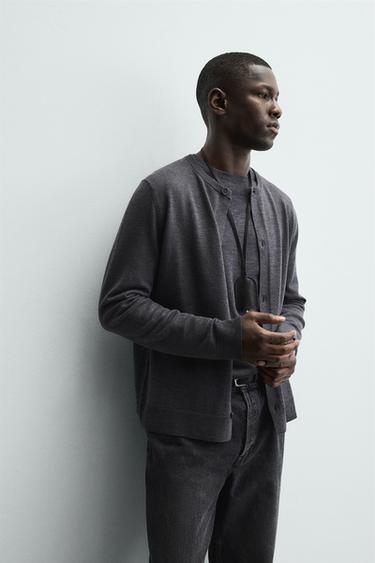 CARDIGAN REGULAR FIT AVEC LAINE - Gris anthracite de Zara - Image 6