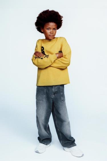 Zara TEXT T-SHIRT - Mustard