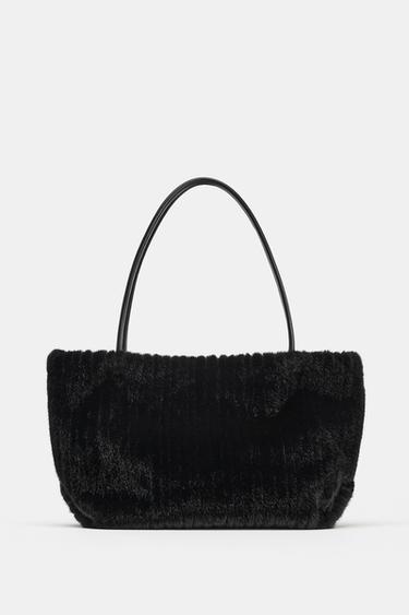 FAUX FUR TOTE BAG - Black by Zara