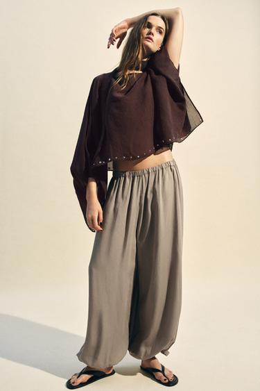 PANTALÓN BOMBACHO ZW COLLECTION - Tostado de Zara