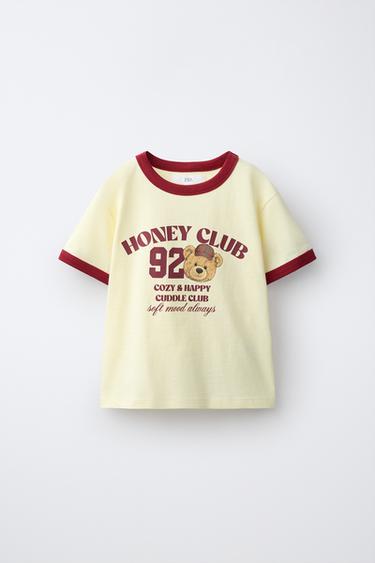 T-SHIRT À LISERÉS EN CONTRASTE - Jaune clair de Zara