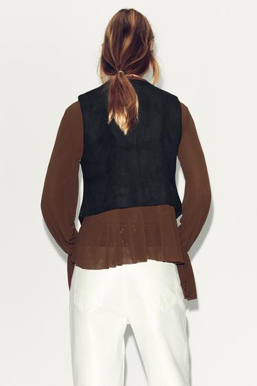 FAUX SUEDE WAISTCOAT WITH BEADED EMBROIDERY - Black by Zara - Image 3