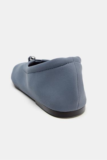 NEOPRENE EFFECT BALLET FLATS WITH PULL TAB - Blue by Zara - Image 4