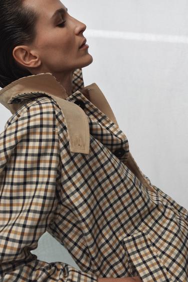 REVERSIBLE CHECK TRENCH COAT ZW COLLECTION - Beige-brown by Zara - Image 0