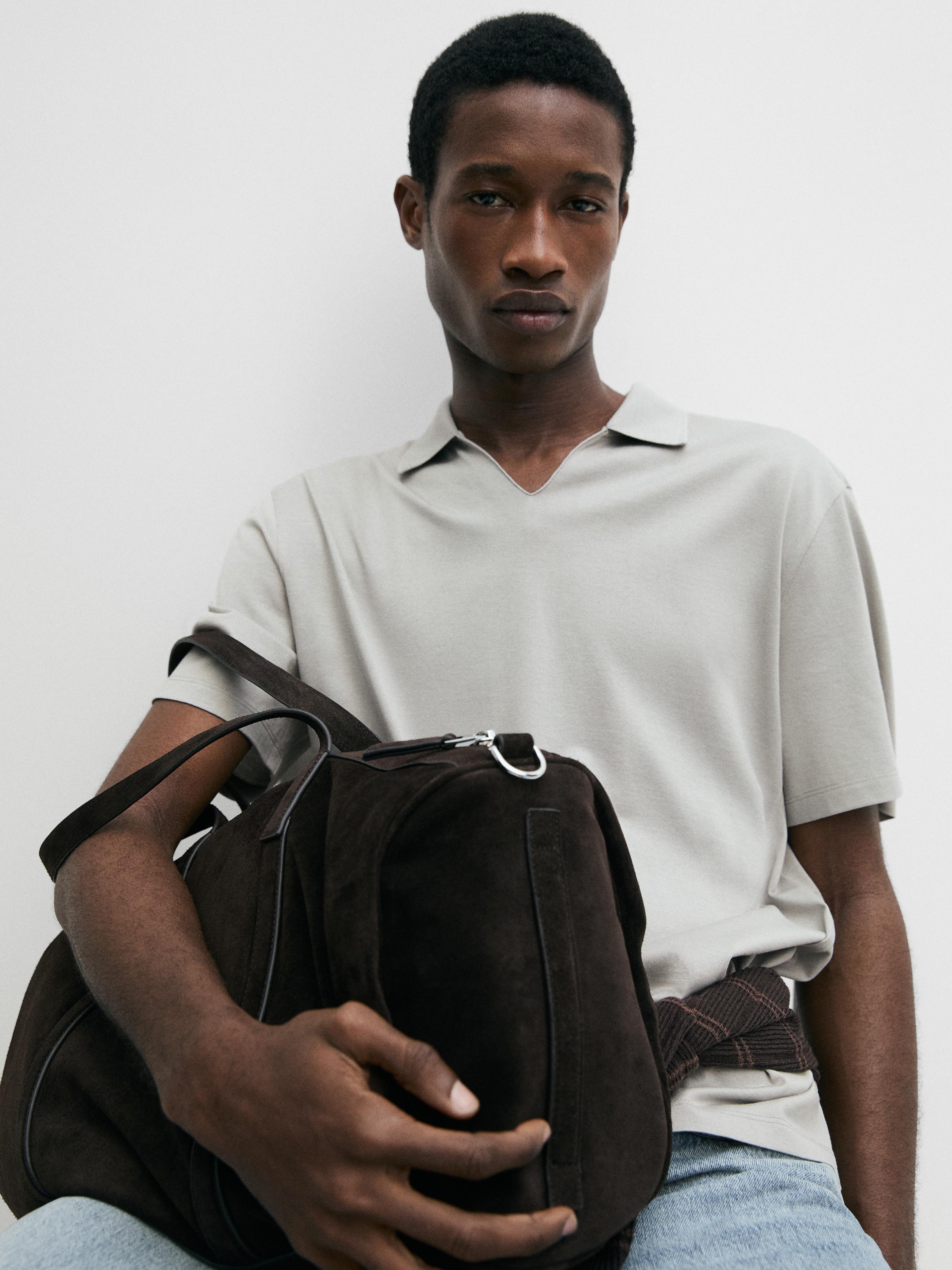 Cotton V-neck polo shirt