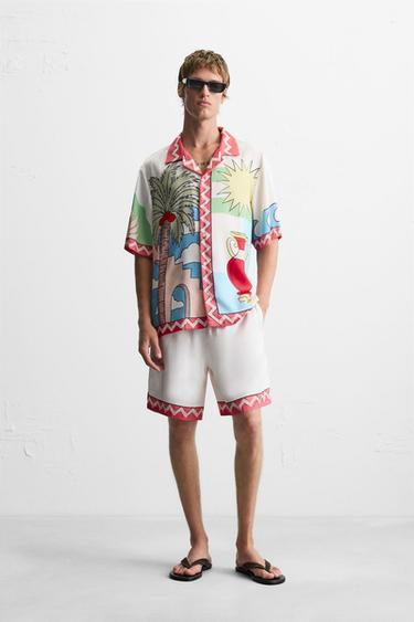 CHEMISE SATINÉE PAYSAGE - Rose de Zara - Image 0